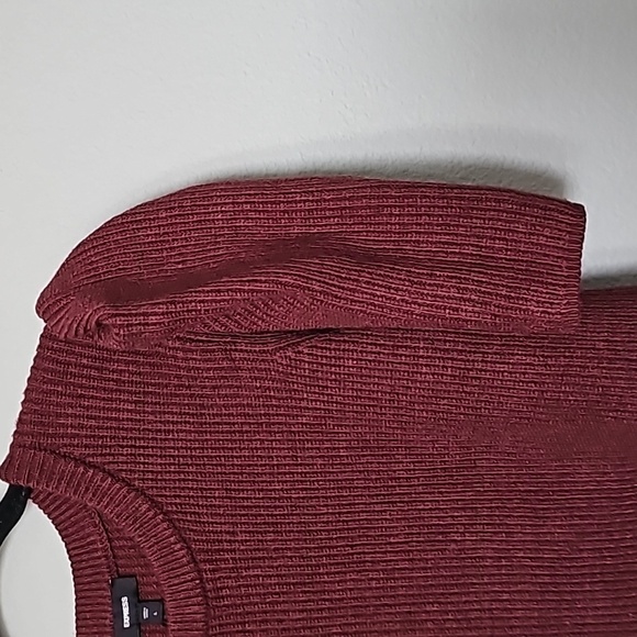 Express NWT Soft Ribbed Puff Sleeve Girly Warm Brown Sweater Top Large - Picture 3 of 7